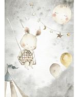 Kinderposter Bosdieren Nacht Circus Konijn Designed4kids