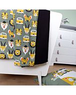 Ledikantdeken Safari Olijfgroen Wafelstof Zwart ANNIdesign Details
