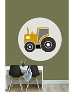 Muursticker Cirkel Tractor Oker Designed4Kids Sfeer