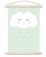 Kinderposter Hartjesregen Wolk A3 Designed4kids