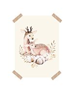 Kinderposter Hertjes Aquarel A4 Little Dreamzzz