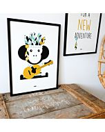 Kinderposter Indiaan Aap Oker A3 ANNIdesign