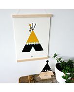 Kinderposter Indiaan Tipi Oker A3 ANNIdesign Sfeer