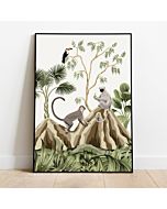 Kinderposter Jungle Aapjes A4 Little Dreamzzz
