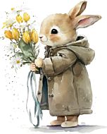 Kinderposter Konijn Tulpen Geel A3 Little Dreamzzz