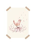 Kinderposter Vogel Aquarel A4 Little Dreamzzz