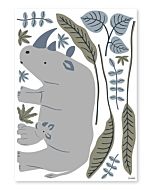 Muursticker Neushoorn Savanne Tanzania Lilipinso