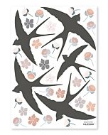Muursticker Zwaluwen en Bloemen Lilipinso