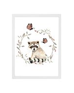 Kinderposter Bosdieren Wasbeer Aquarel Little Dreamzzz met Vlinders