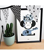 Kinderposter Indiaan Aap Blauw A3 ANNIdesign Sfeer
