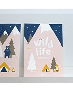 Kinderposter Wild Life tekst oudroze A3 ANNIdesign