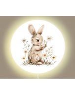 Ronde Wandlamp Konijn Little Dreamzzz aan