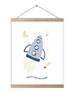 Kinderposter met Frame Raket Wit Wigiwama
