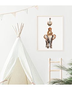 Kinderposter Toren Safari Dieren A3 Little Dreamzzz