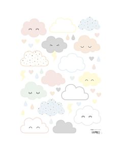 Muursticker Wolken Pastel Lilipinso