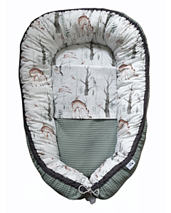 Babynestje Bosdieren Saphire groen met Deken Little Dreamzzz