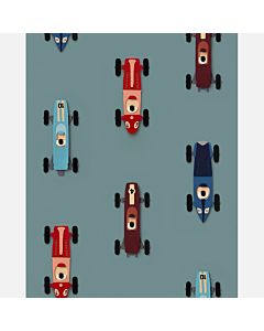 Kinderbehang Raceauto Blauw Studio Ditte Staal