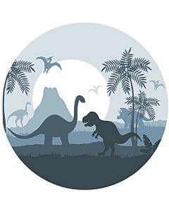 Muursticker Cirkel Dino Wereld Blauw Designed4Kids