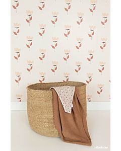 Kinderbehang Retrobloem Roze Bibelotte Details