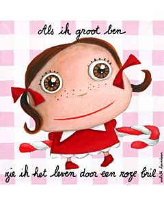 Kinderschilderij Roze Bril 30x30 Label'tour