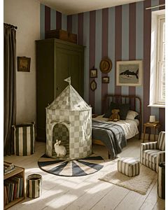 Kinderbehang Brede Streep Bruin Blauw Dekornik 