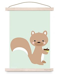 Kinderposter Eekhoorn Pastel A3 Designed4kids