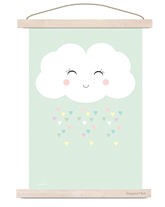 Kinderposter Hartjesregen Wolk A3 Designed4kids