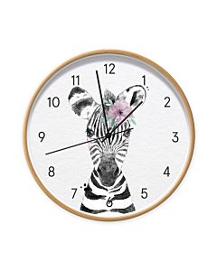 Kinderklok Wandklok Zebra met Bloem Dutch Sprinkles