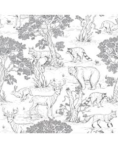 Kinderbehang Dieren in het bos Wit Dekornik