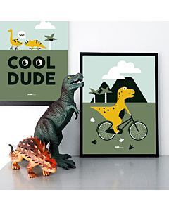 Kinderposter Dino op Fiets ANNIdesign Sfeer