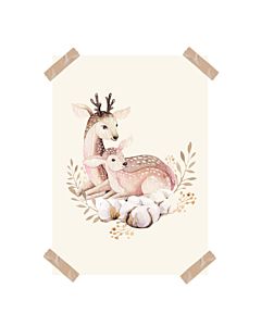 Kinderposter Hertjes Aquarel A4 Little Dreamzzz