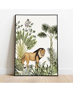 Kinderposter Jungle Leeuw A4 Little Dreamzzz