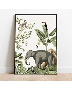 Kinderposter Jungle Olifant A4 Little Dreamzzz