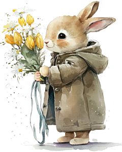 Kinderposter Konijn Tulpen Geel A3 Little Dreamzzz