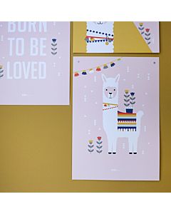 Kinderposter Lama Roze A3 ANNIdesign