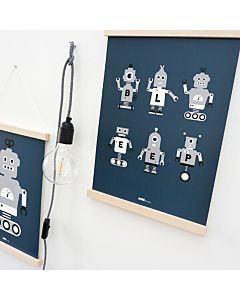 Kinderposter Robot Collage Donkerblauw ANNIdesign Sfeer