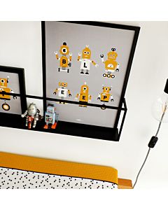 Kinderposter Robot Collage Okergeel ANNIdesign Sfeer