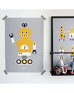 Kinderposter Robot Okergeel ANNIdesign Sfeer