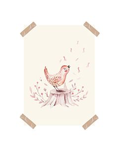 Kinderposter Vogel Aquarel A4 Little Dreamzzz