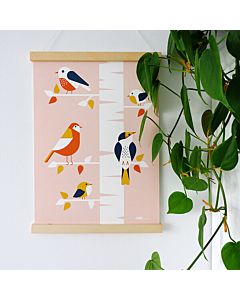 Kinderposter Vogels Boom Oud Roze ANNIdesign