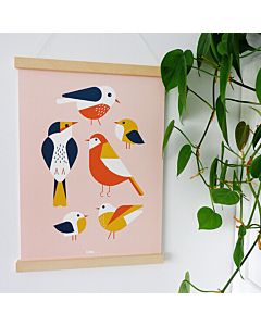 Kinderposter Vogels Oud Roze ANNIdesign