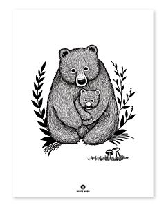 Kinderposter Beren Familie Zwart Lilipinso