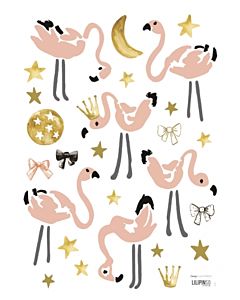 Muursticker Flamingo Maan Sterren Lilipinso
