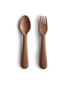 Kinderbestek Lepel & Vork Caramel Bruin Mushie