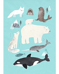 Kinderposter Noordpool Dieren Petit Monkey