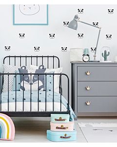 Muurstickers Panda Zwart Pöm le Bonhomme
