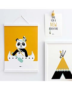 Kinderposter Indiaan Panda Okergeel ANNIdesign Sfeer