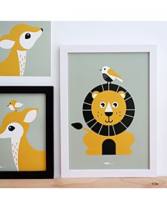 Kinderposter Leeuw Bleekgroen ANNIdesign Sfeer