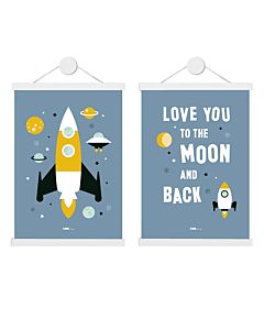 Kinderposters Raket Jeansblauw (set van 2) ANNIdesign